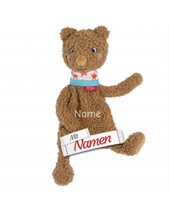 Fehn Schmusetuch Bär Fred mit Namen bestickt, Einschlafhilfe & Schnuffeltuch, Babygeschenk personalisiert