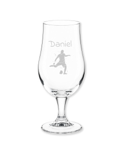 Geburtstagsgeschenk f&uuml;r Fu&szlig;baller: Bierglas mit Gravur