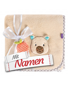 Geschenk zur Geburt: Fehn Kuscheldecke Capybara mit Namen bestickt für Junge und Mädchen