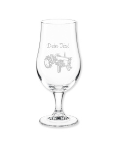 Graviertes Bierglas mit Oldtimer Traktor f&uuml;r M&auml;nner