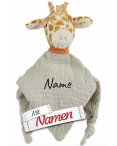 Personalisierte Geschenke f&uuml;r das Baby: Schmusetuch Giraffe Kaya mit Namen bestickt von Sterntaler