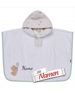 Sterntaler Bär Bo Poncho personalisiert mit Namen, bestickt als Geschenk für Kita und Schwimmen
