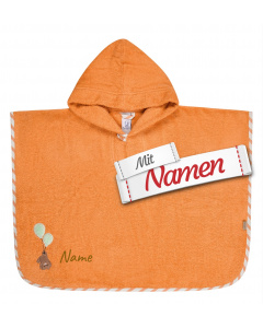 Sterntaler Bär Poncho personalisiert mit Namen – Bär Bo Badeponcho bestickt, Orange
