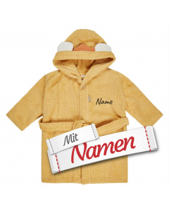 Sterntaler Kinder Bademantel personalisiert – Löwe Leo, mit Namen bestickt, 86/92