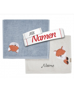 Sterntaler Kinderhandtuch mit Namen bestickt, Fuchs Filou 2er Set