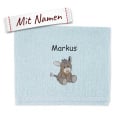 Sterntaler Kinderhandtuch Esel Emmi, Kinderhandtuch mit Namen bestickt, Babyhandtuch personalisiert, Geschenk zur Geburt oder Taufe, Hellblau 50x30 cm