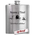 Outdoor Geschenk: Gravierter Flachmann mit Namen für Vatertag, Zelt am Lagerfeuer mit Gravur