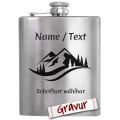 Personalisierter Flachmann mit Gebirgs-Motiv für Outdoor-Liebhaber, Ruhestand Geschenk mit Gravur