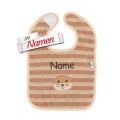 Sterntaler Klettlätzchen Otter Otti, bestickt mit Namen, GOTS Bio-Lätzchen in Braun gestreift, Geschenk zur Geburt oder Taufe