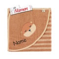 Sterntaler Kapuzenhandtuch Otter Otti, mit Namen bestickt, GOTS Bio Babybadetuch 80x80 cm, Braun gestreift