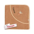 Sterntaler Kapuzenhandtuch Otter Otti, bestickt mit Namen, Babybadetuch 80x80 in Braun, GOTS Bio, Geschenk zur Geburt