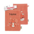 Sterntaler Waschhandschuh Eichhörnchen Enna, Babywaschlappen bestickt mit Namen, 2er-Pack, Geschenk zur Geburt oder Taufe