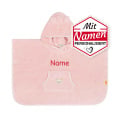 Steiff Badeponcho Silver Pink mit Namen bestickt, Kapuzenhandtuch aus Frottee in Rosa, Geschenk zur Geburt oder Taufe