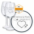 Geschenkidee Hochzeit: gravierte Weingläser Set (2 Stück), Gravur Herzenswunsch