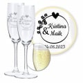Personalisierte Sektgläser 2er Set, Hochzeit Geschenkidee, Gravur Blütenzauber
