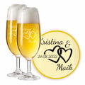 LEONARDO Bierglas / Biertulpe Set - Graviertes Geschenk für Verlobung, Herzharmonie mit Gravur