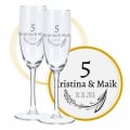 Sektglas mit Gravur zum 5. Hochzeitstag, Sommerliebe