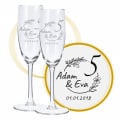 Sektglas mit Gravur zum 5. Hochzeitstag, Blütenträume