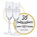 Sektglas mit Gravur zum 35. Hochzeitstag, Ringliebe