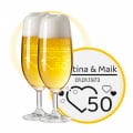 LEONARDO Biergläser mit Gravur zum 50. Hochzeitstag / Goldenen Hochzeit, Pils Biertulpe, Herzfunken