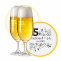 LEONARDO Biergläser mit Gravur zum 55. Hochzeitstag / Platinhochzeit, Pils Biertulpe, Blumenkuss