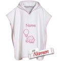 Playshoes Frottee-Poncho Elefant S 586 weiß/rosa, bestickt