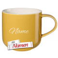 ASA Coppa Kaffeetasse mit Namen, personalisiert mit Gravur, Porzellan Henkelbecher mustard/gelb 0,4L – Geschenk zum Geburtstag