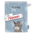 Baby Waschhandschuh Sterntaler Esel Emmi mit Namen personalisiert, Geschenk Geburt & Taufe, bestickt