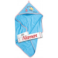 Bagger Kapuzenhandtuch mit Namen bestickt, Playshoes Baby - Jungen Kapuzentuch Baustelle, Blau, 75x75cm – personalisiert