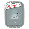 Brotdose Kinder mit Namen graviert, Trixie Mr. Shark Hai, Edelstahl klein, personalisiert
