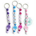 LALALO Namenskette Cupcake Lila, mit Namensprägung, Geschenk zur Geburt & Taufe, personalisierbar