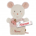 Fehn Maus Waschhandschuh mit Namen bestickt, Baby Waschlappen personalisiert, Mädchen, Rosa