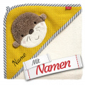 Fehn Otter Theo Kapuzenhandtuch mit Namen bestickt – Kapuzenbadetuch personalisiet, Bade-Poncho aus Frottee mit Kapuze