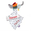 Fehn Schmusetuch Hund bestickt mit Namen als Spielkamerad, Einschlafhilfe und Schnuffeltuch, Babygeschenk personalisiert