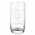 LEONARDO Geschenk zur Einschulung Trinkglas mit Sonne Smilie Gravur