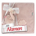 Geschenk zur Geburt: Fehn Mädchen Kuscheldecke Flamingo mit Namen bestickt
