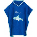 Hai Poncho personalisiert mit Namen, Playshoes Bademantel Handtuch Unisex Kinder, S (bis ca. 4 Jahre)
