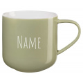 ASA Coppa Rund Henkelbecher, Kaffeetasse mit Namen graviert, personalisierbar mit Wunschname, Knochenporzellan Bamboo Grün, 400 ml mit Gravur