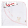 Kapuzenhandtuch mit Namen bestickt Sterntaler Bär Betty – weiß/rosa 80x80 cm