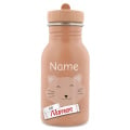Kinder Trinkflasche mit Gravur Mrs. Cat Katze – Trixie Edelstahlflasche mit Namen für Kita und Schule