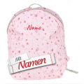 Kindergartenrucksack mit Namen Blume Sterntaler Hase Hanni bestickt in Rosa