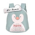 Lässig Kinder Rucksack mit Namen, Pinguin Design, für Kindergarten und Kita, bestickt