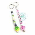 LALALO Namenskette Pirat, Rosa, Pirat Namenskette geprägt mit Namen, personalisierbar, Schlüsselanhänger Namensanhänger, Geschenk zur Geburt & Taufe