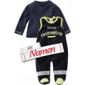Playshoes Strampler-Set Feuerwehr mit Namen bestickt, Nicki, Marine, Gr. 50