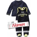 Playshoes Strampler-Set Feuerwehr mit Namen bestickt, Nicki, Marine, Gr. 62
