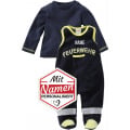 Playshoes Strampler-Set Feuerwehr mit Namen bestickt, Nicki, Marine, Gr. 68