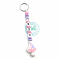 LALALO Schlüsselanhänger Boot/Anker mit Namen, personalisiert mit Namensprägung Wunschname, Namenskette Rosa/Lila, Geschenk für Frau & Freundin