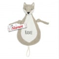 Schmusetuch personalisiert mit Namen, Fuchs, Schnuffeltuch mit Schnullerhalter