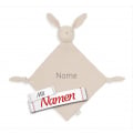 Schmusetuch personalisiert mit Namen, Hase Nougat, Schnuffeltuch mit Schnullerhalter
