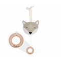 Spieluhr Baby personalisiert mit Namen, Fuchs, Holzring graviert, Babygeschenk